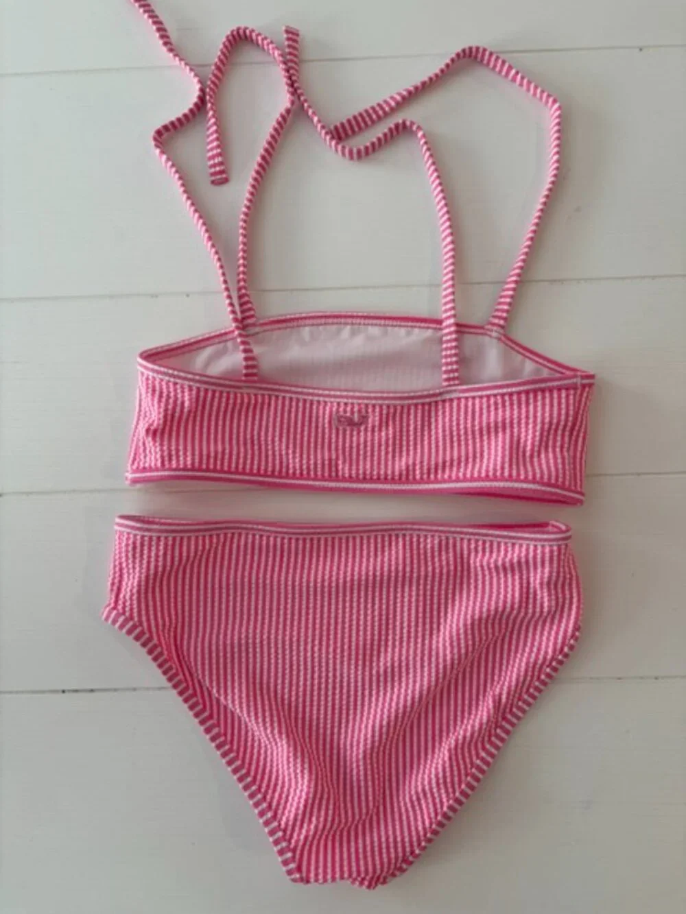 Vineyard Vines Girls Pink Seersucker Stripe Bikini 2-Piece Size 7 Sample (NWOT)
